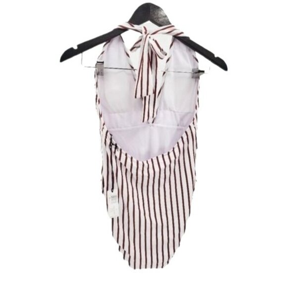 WeWoreWhat Lg One-piece Swimwear Brooklyn Open Back Deep V-neck Halter Swimsuit - Picture 10 of 13